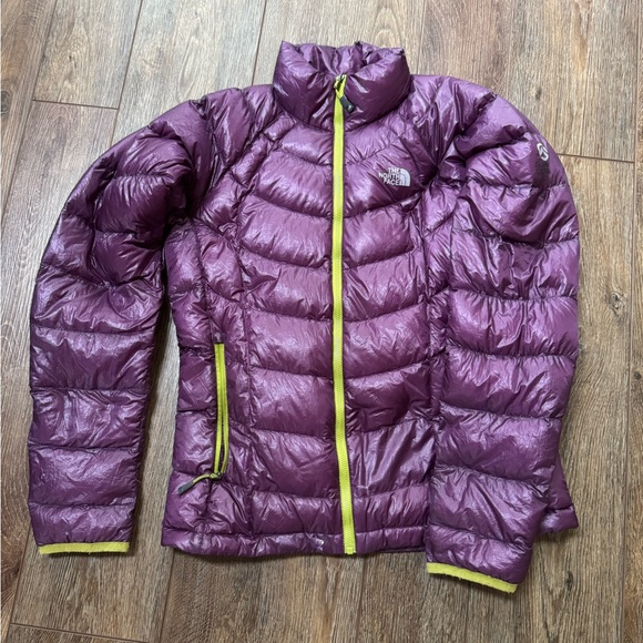 The North Face Jackets & Blazers - The North Face Summit Series Plum Puffer Jacket with Lime Accents